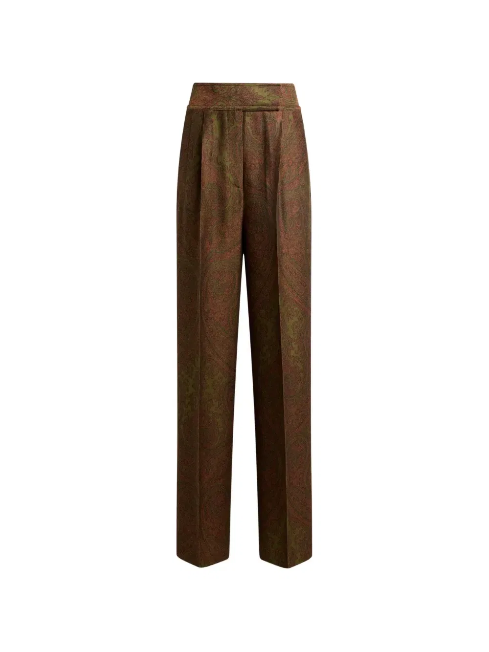 Жаккардовые брюки из шерсти с узором пейсли Etro, коричневый