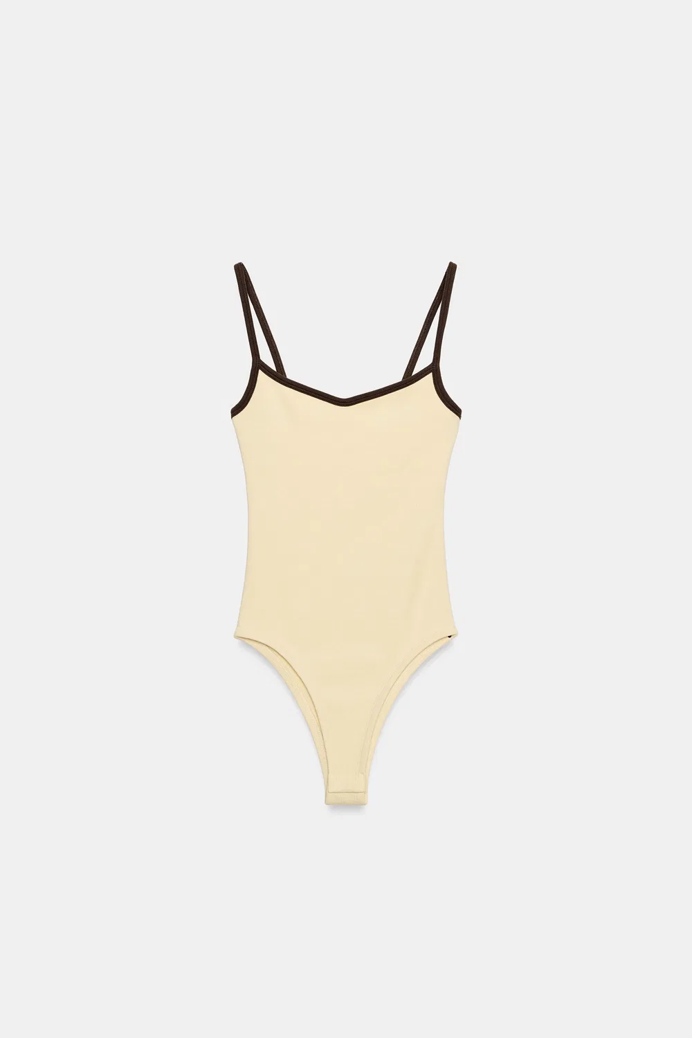 Боди с контрастной окантовкой ZARA, Brown/Ecru — фото 4