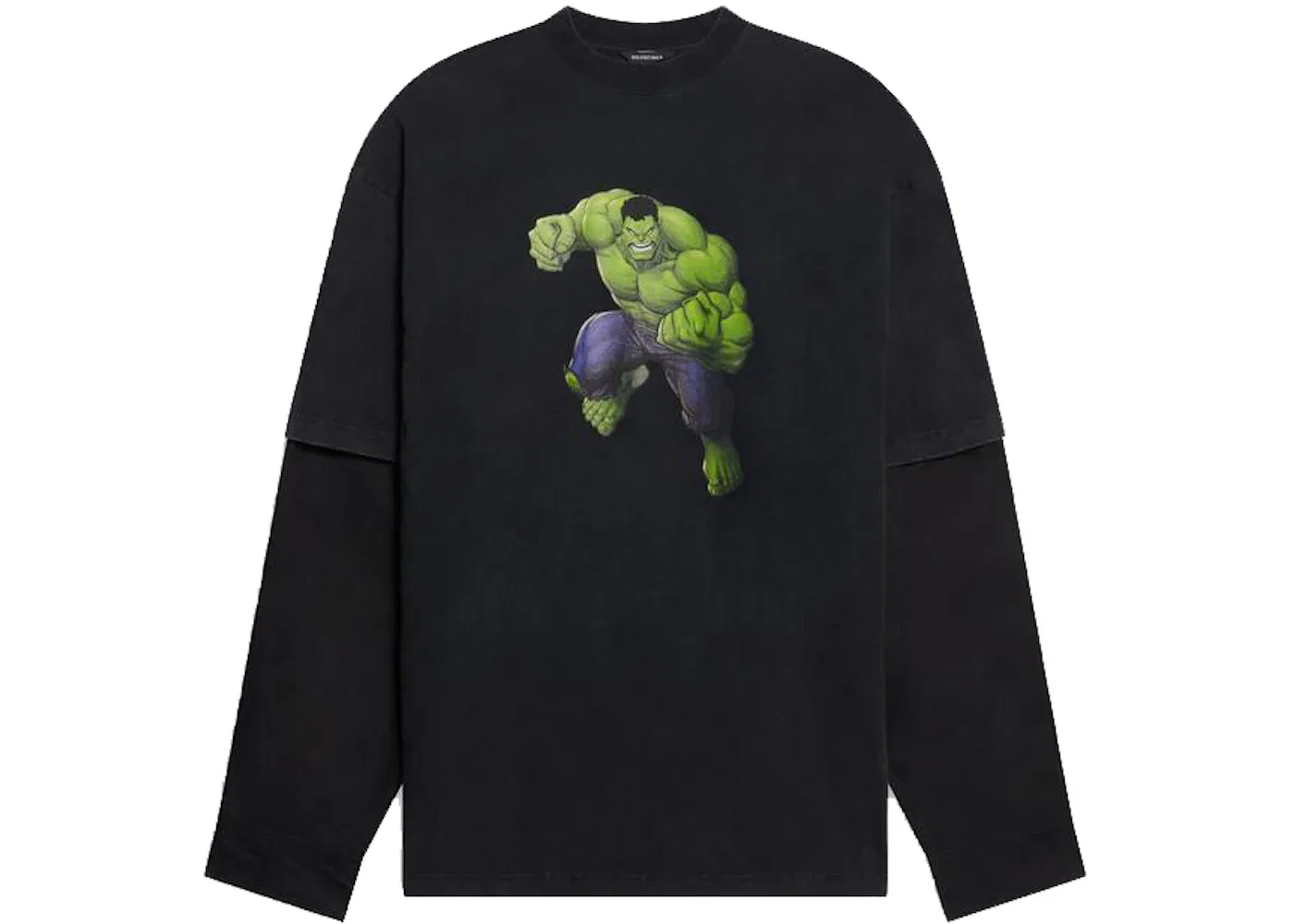Унисекс футболка с принтом Hulk 2021 MARVEL Layered T-shirt Balenciaga, Black