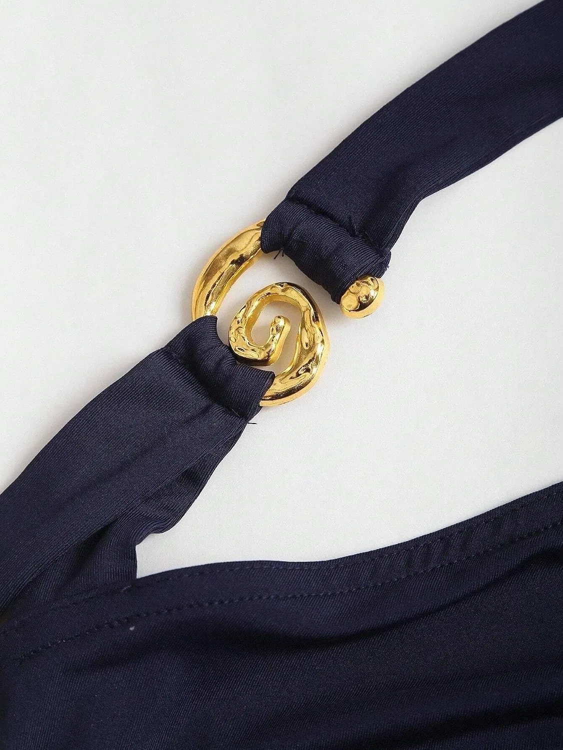 Женское мини-платье А-силуэта с запахом, Navy Blue — фото 2