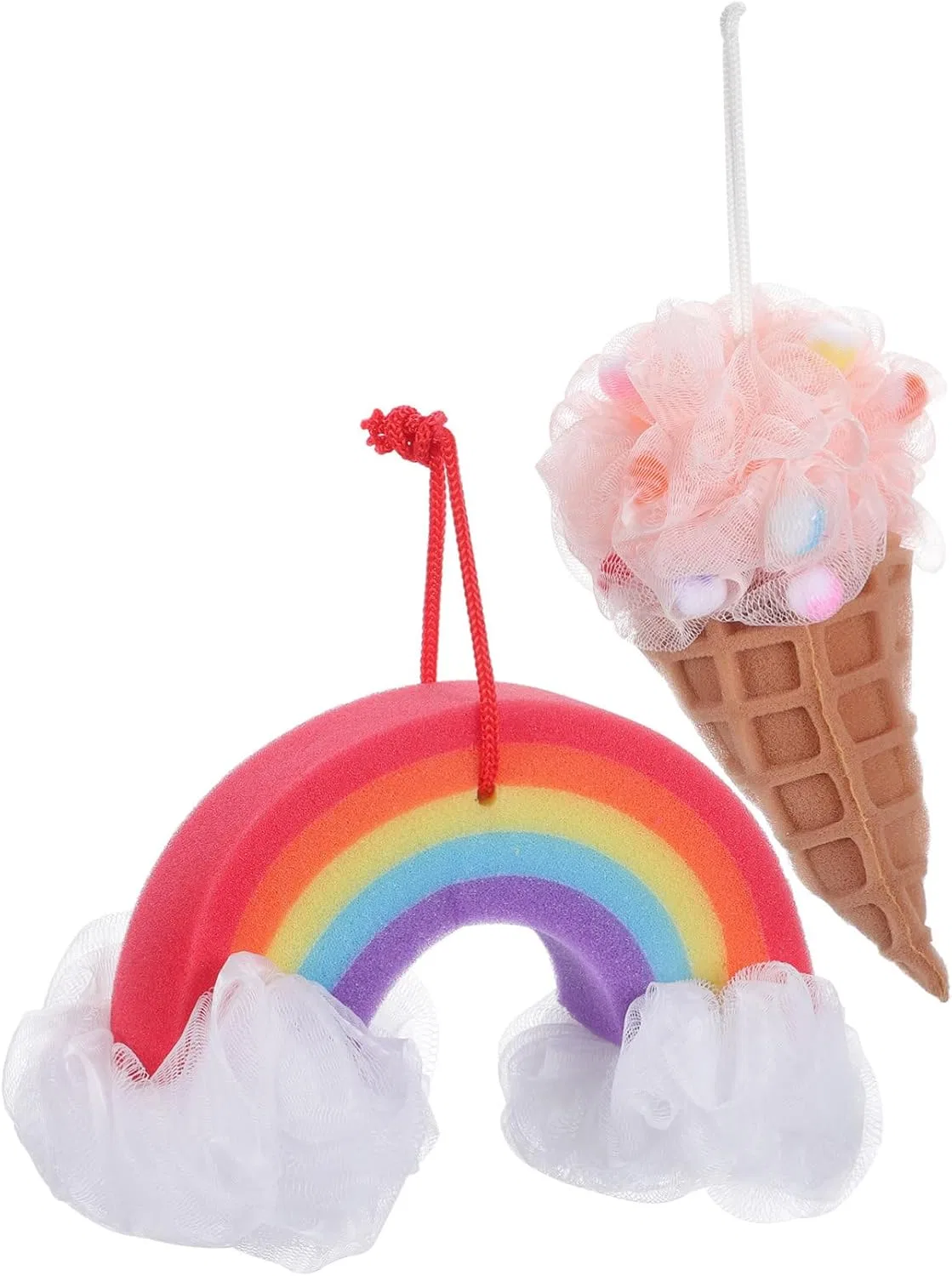 Набор мочалок для душа Rainbow Bath Flower, Healvian, 6 шт, 20x11x12 см — фото 3