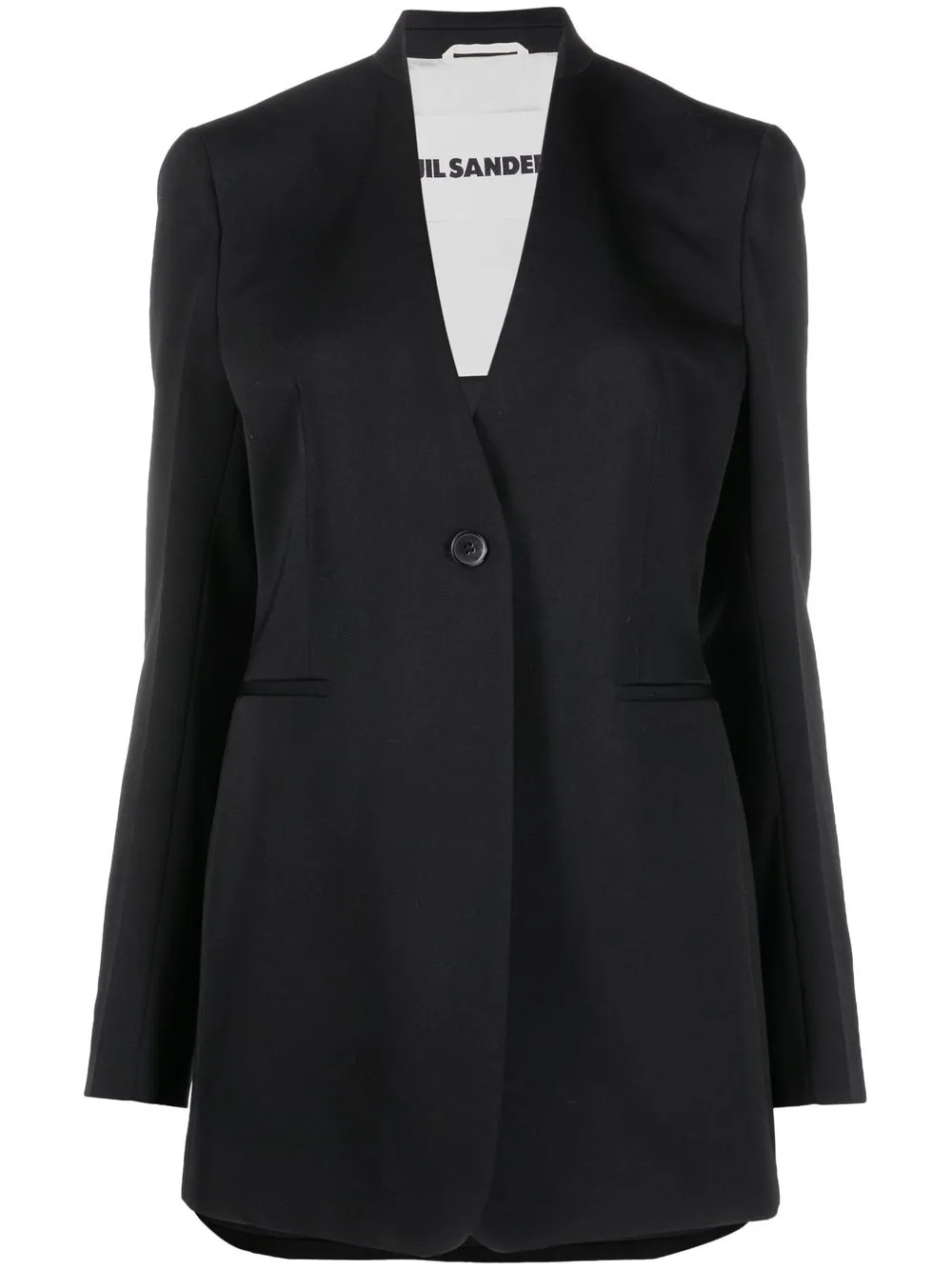 

Однобортный блейзер без лацканов JIL SANDER, черный