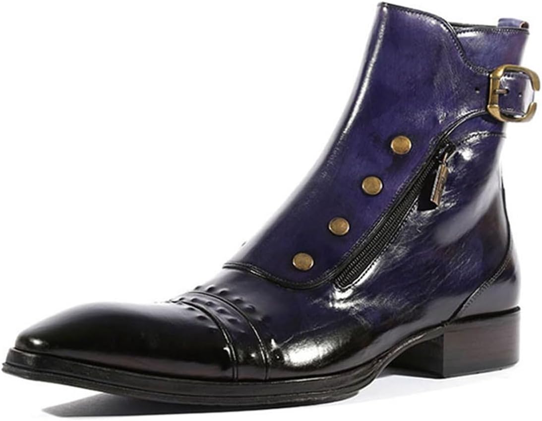 

Мужские ботинки до щиколотки на толстом каблуке с боковой молнией, из искусственной кожи, модные и прочные, вестерн-ковбойские, унисекс, ретро-классические короткие ботинки для весны и осени (Цвет: коричневый, Размер: 14 женский / 12,5 мужской)...