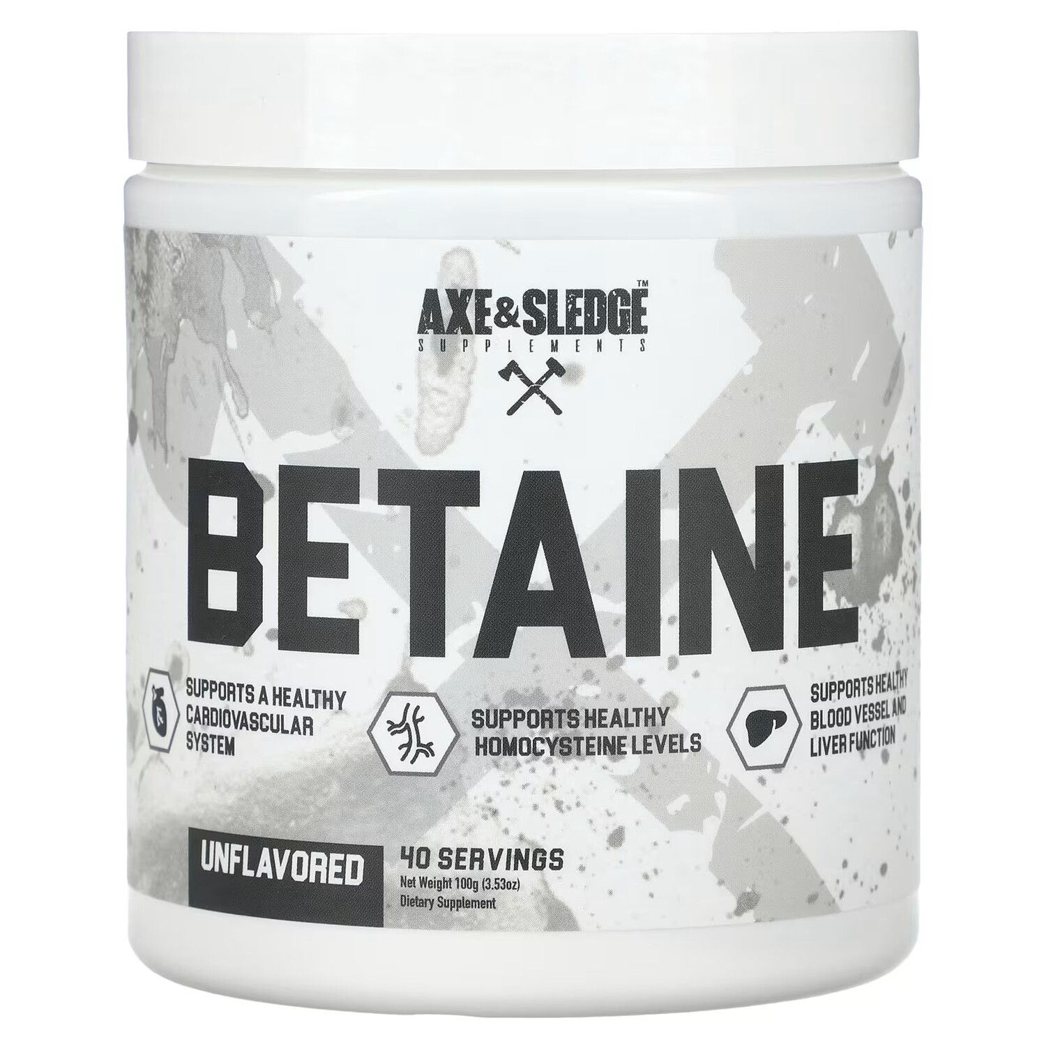 

Basics, Бетаин, без вкуса, 3,53 унции (100 г) Axe & Sledge Supplements