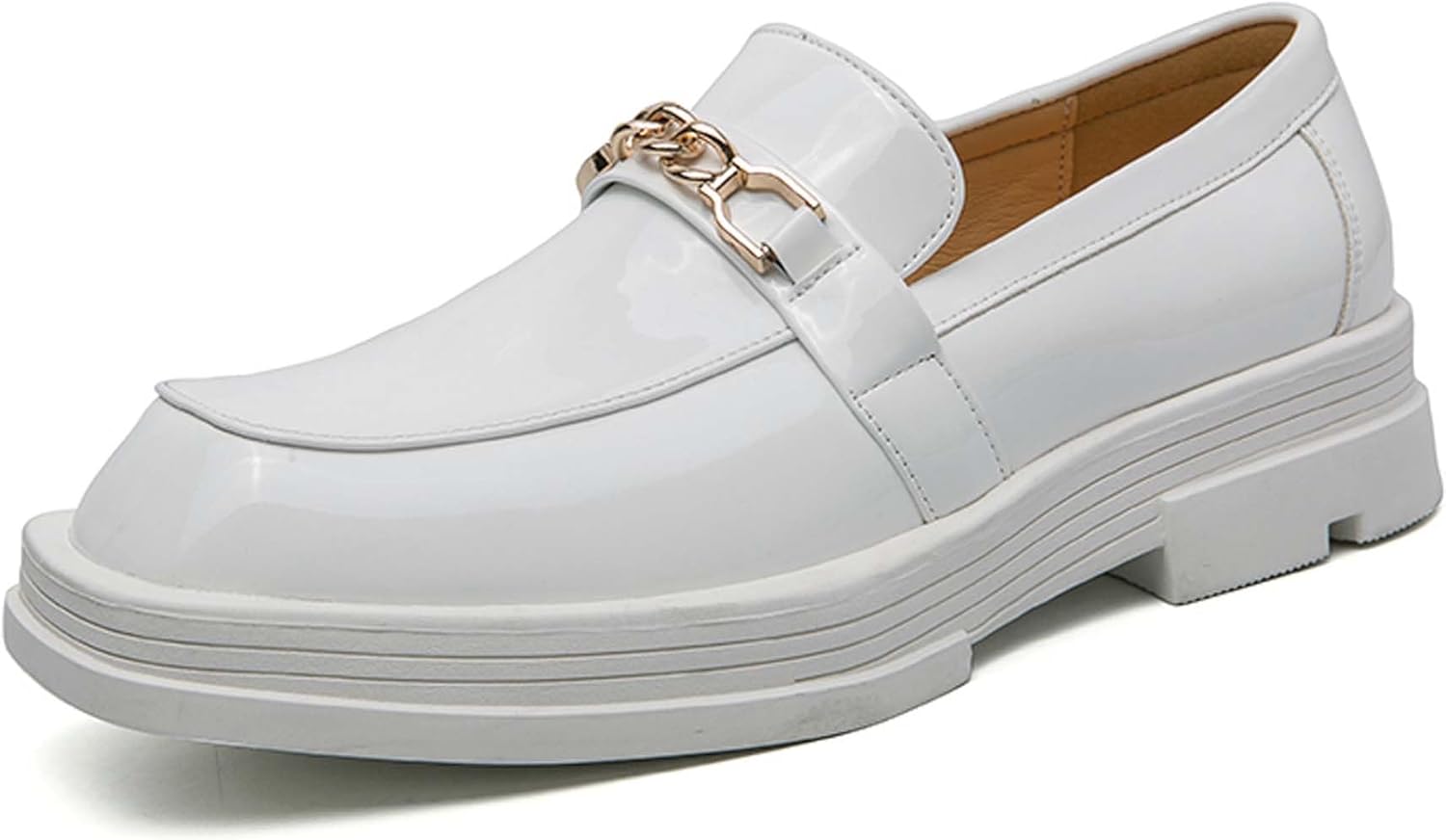 

Мужские лоферы Penny модные с квадратным носком для бизнеса и отдыха, противоскользящие туфли для прогулок, работы, офиса, банкетов, свадеб, формальной одежды, кожаные туфли Generic, белый