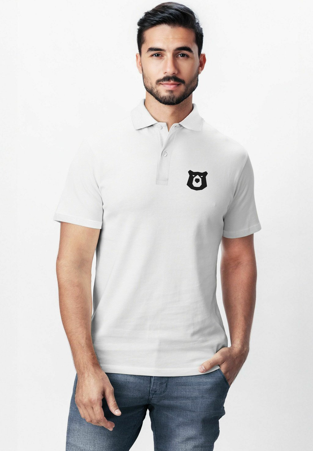 

Рубашка поло MIT BÄRENKOPF LOGO– KURZARM SOMMER CASUAL Neverless, белый