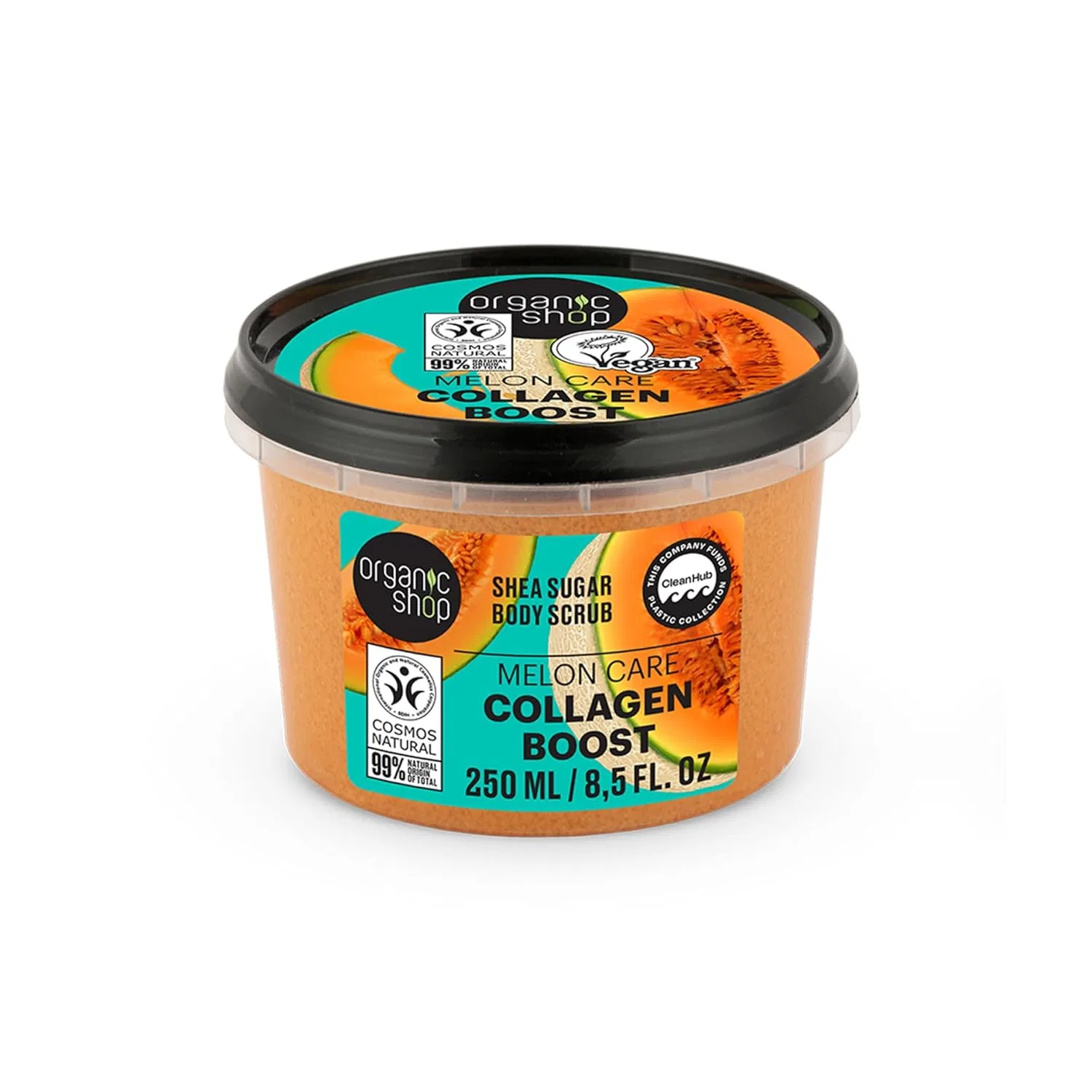 Скраб Organic Shop — Для тела Collagen Boost Melon Care с маслом ши, 250 мл