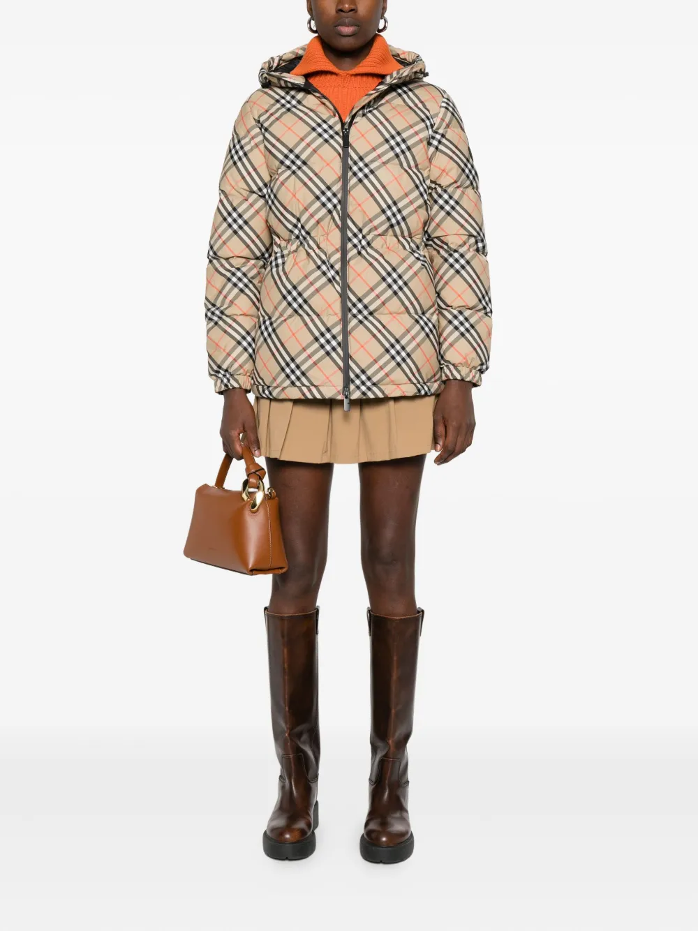 Пуховик в клетку Vintage Check BURBERRY, нейтральный — фото 2