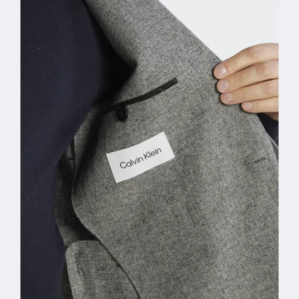 Элегантный шерстяной жакет классического кроя Calvin Klein, серый — фото 4