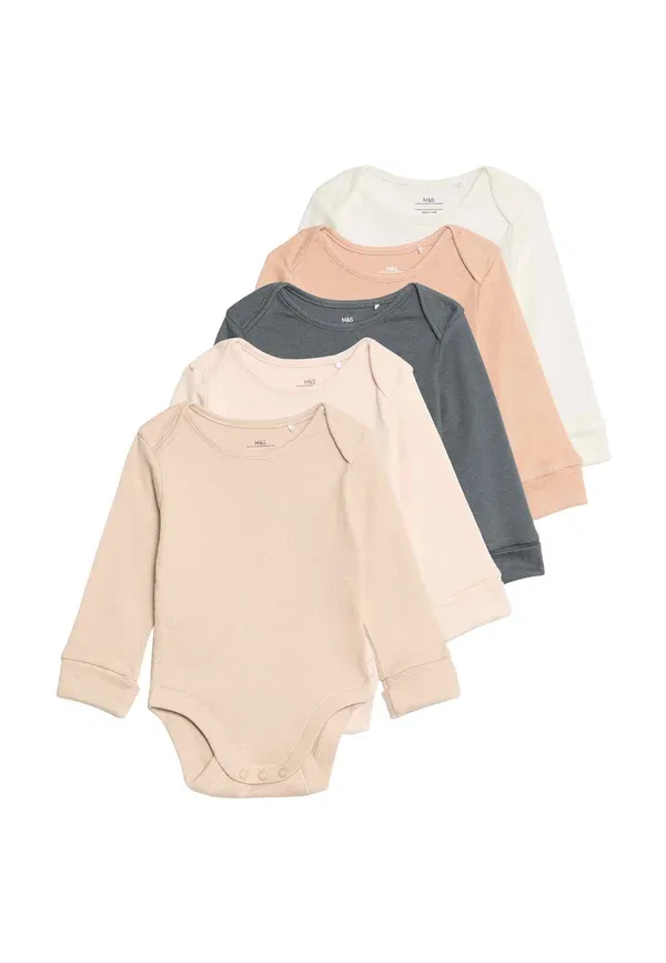 Комплект из 5 боди с длинным рукавом Marks & Spencer, нейтральный