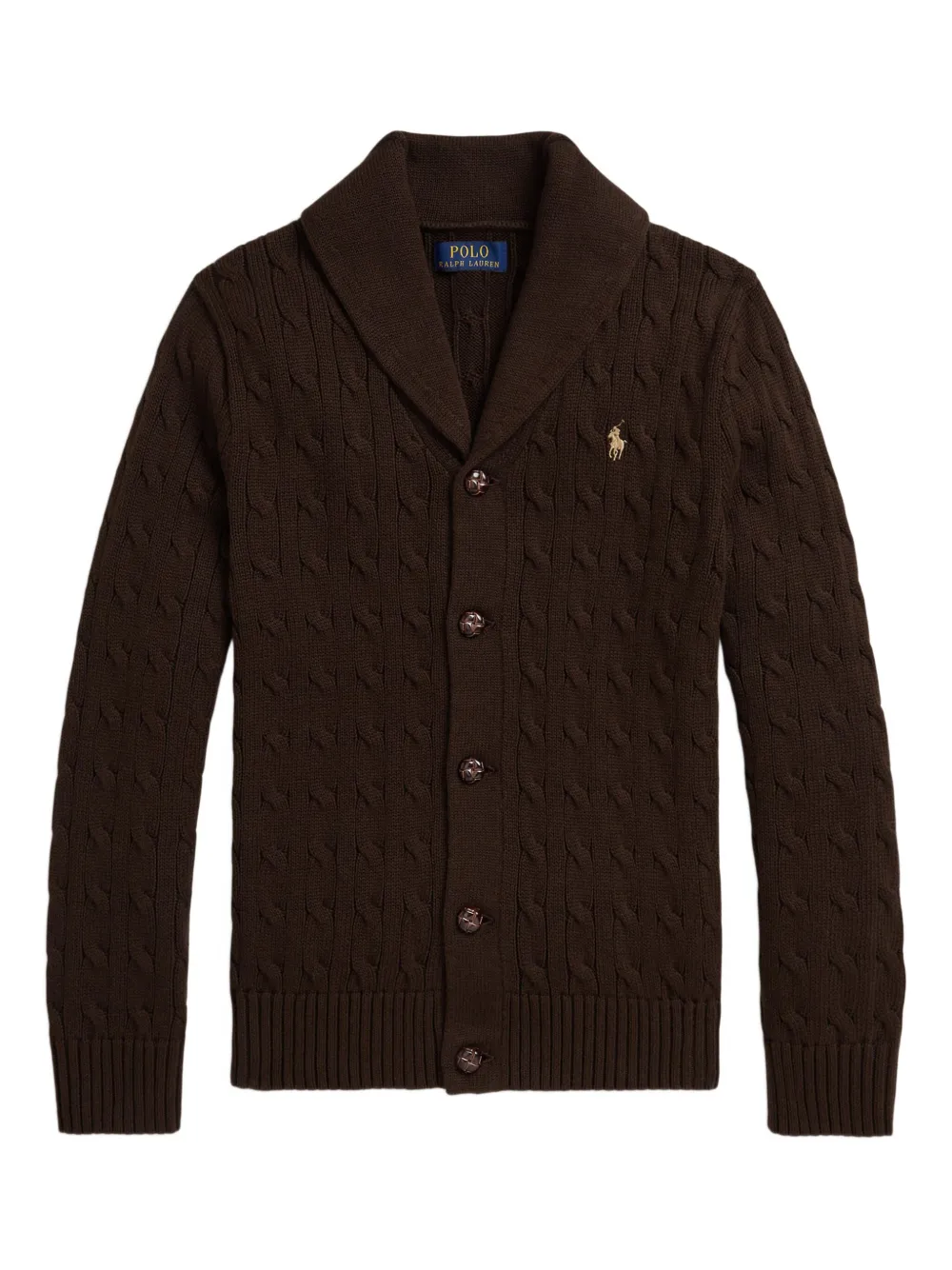

Кардиган фактурной вязки с воротником-шалькой POLO RALPH LAUREN KIDS, коричневый