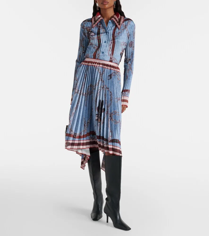 Плиссированная рубашка с принтом Acne Studios, синий — фото 2