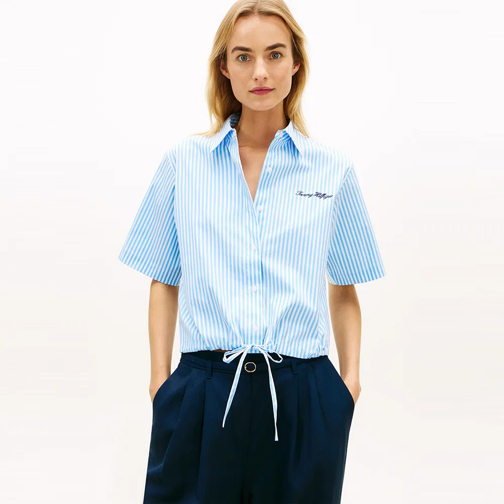 Женская рубашка-блузон Tommy Hilfiger Women из поплина небесно-голубого цвета