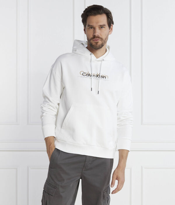 Толстовка мужская Calvin Klein с капюшоном из двойного хлопка, белый — фото 3