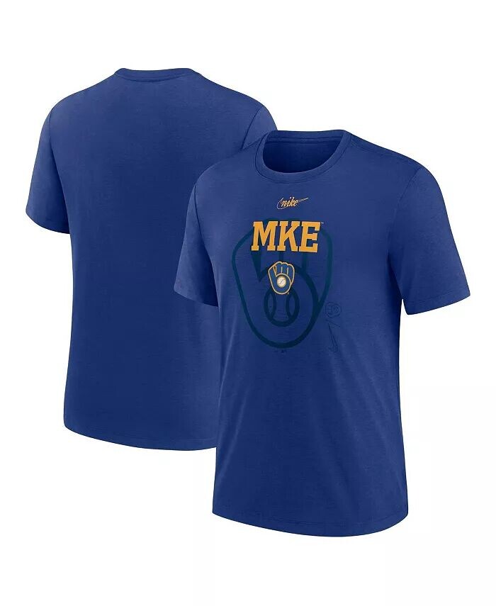 

Мужская футболка Royal Milwaukee Brewers Rewind Retro Tri-Blend Nike