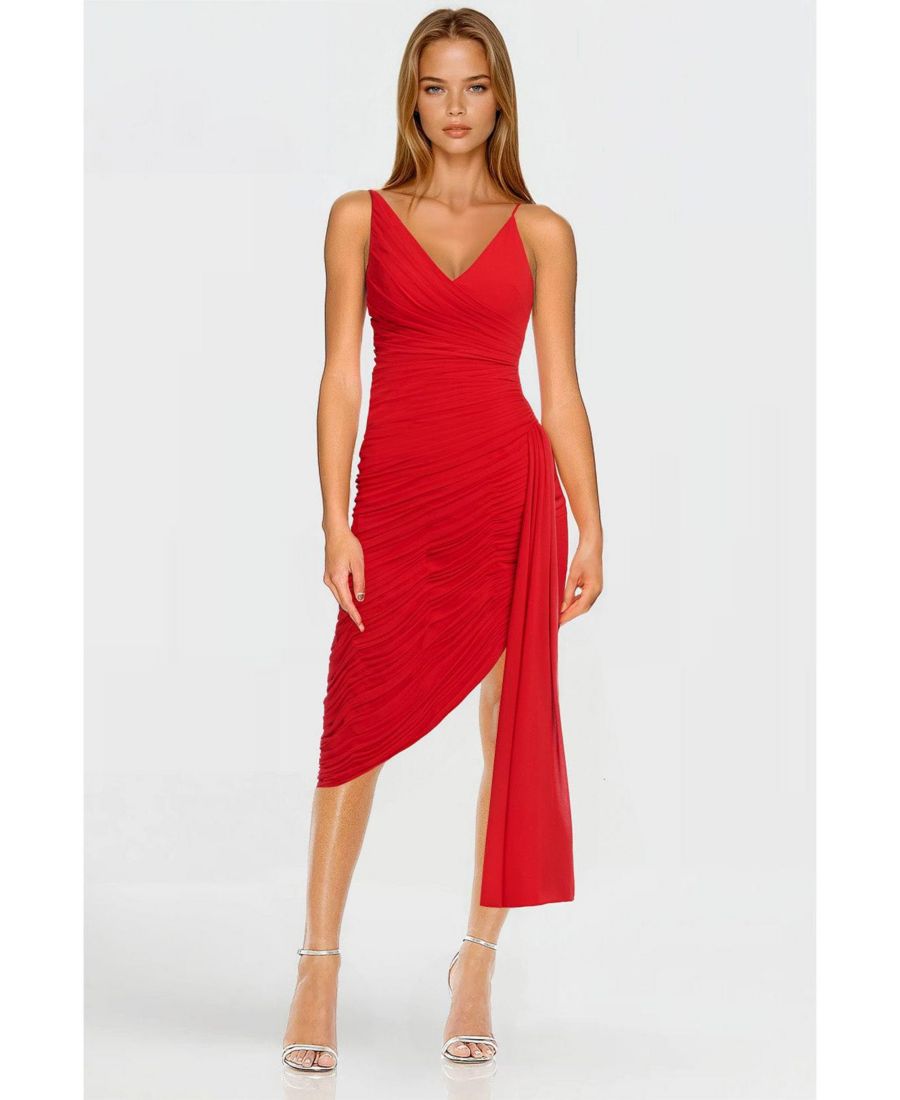 

Женское коктейльное платье Adeline красного цвета на тонких бретелях One33 Social, Red