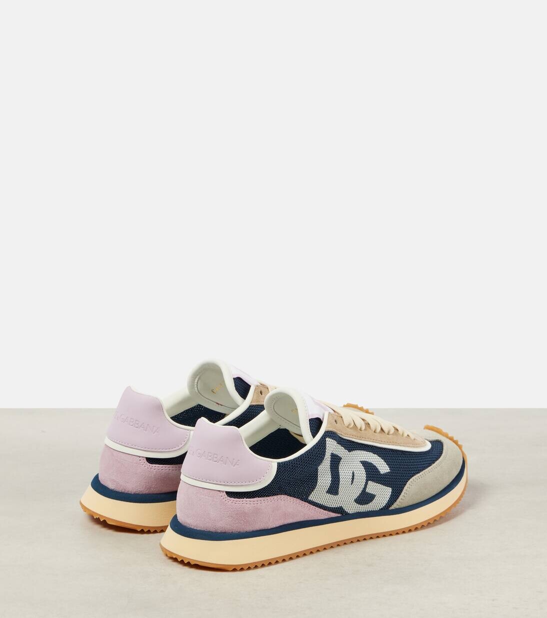 Кроссовки из замши с логотипом Dolce&Gabbana, цвет blu/grigio — фото 3
