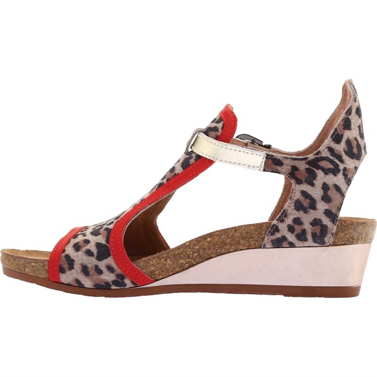 Сандалии Fiona в цвете Cheetah/Kiss Red/сияющий золотой замша/кожа NAOT — фото 3