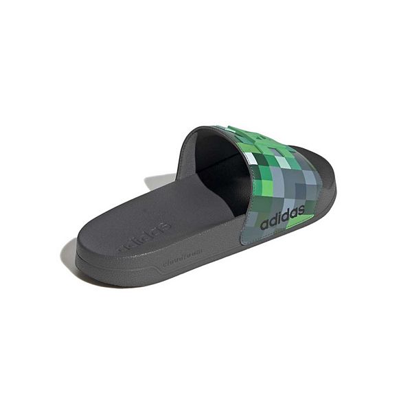 Мужские слайды Minecraft Adidas, Gray Four Green — фото 3