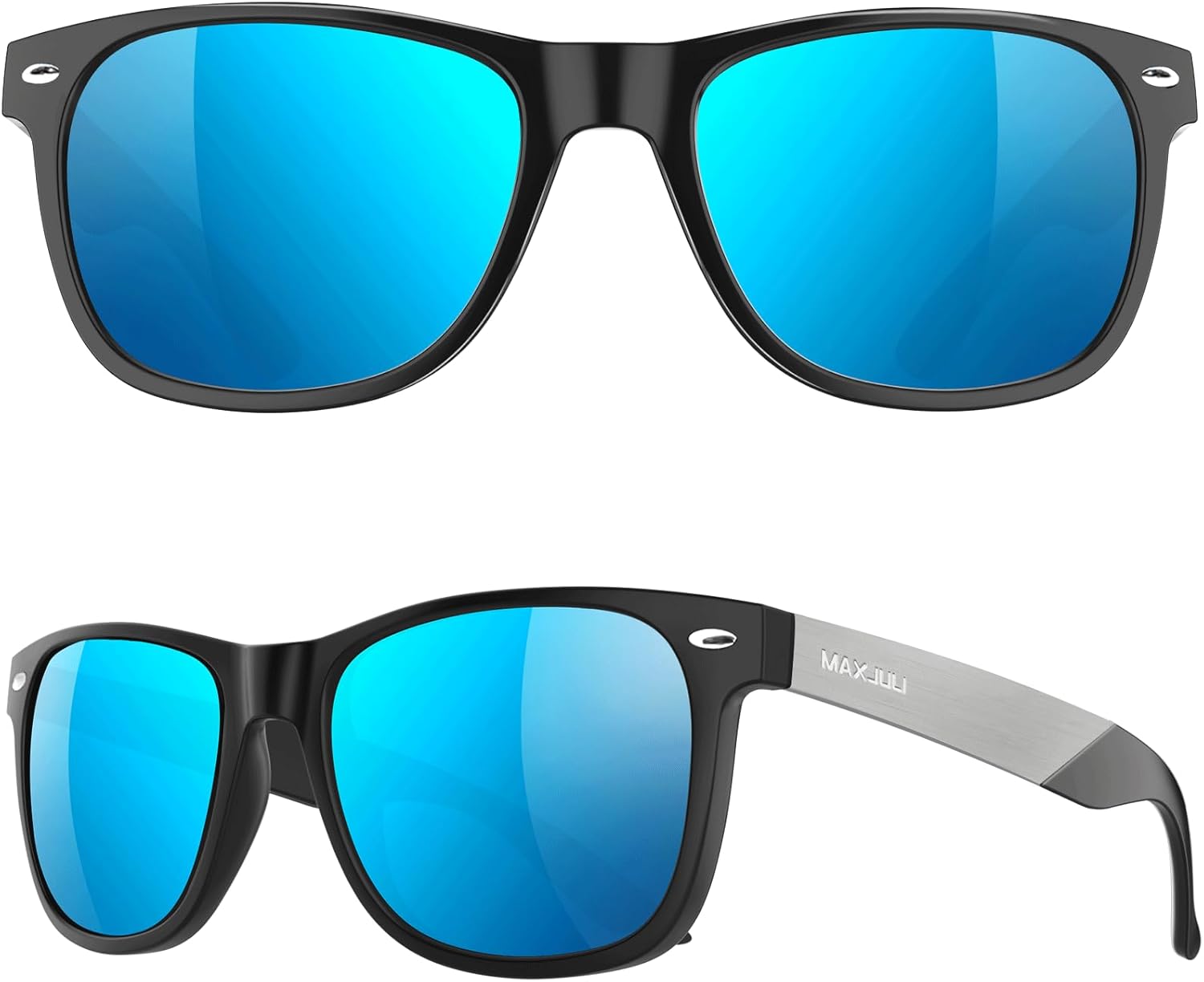 

Поляризованные солнцезащитные очки MAXJULI для мужчин и женщин с большой головой, защита от УФ-излучения UV 400, дизайн под дерево, артикул 8809, B2.black/Ice Blue (1 Pair)