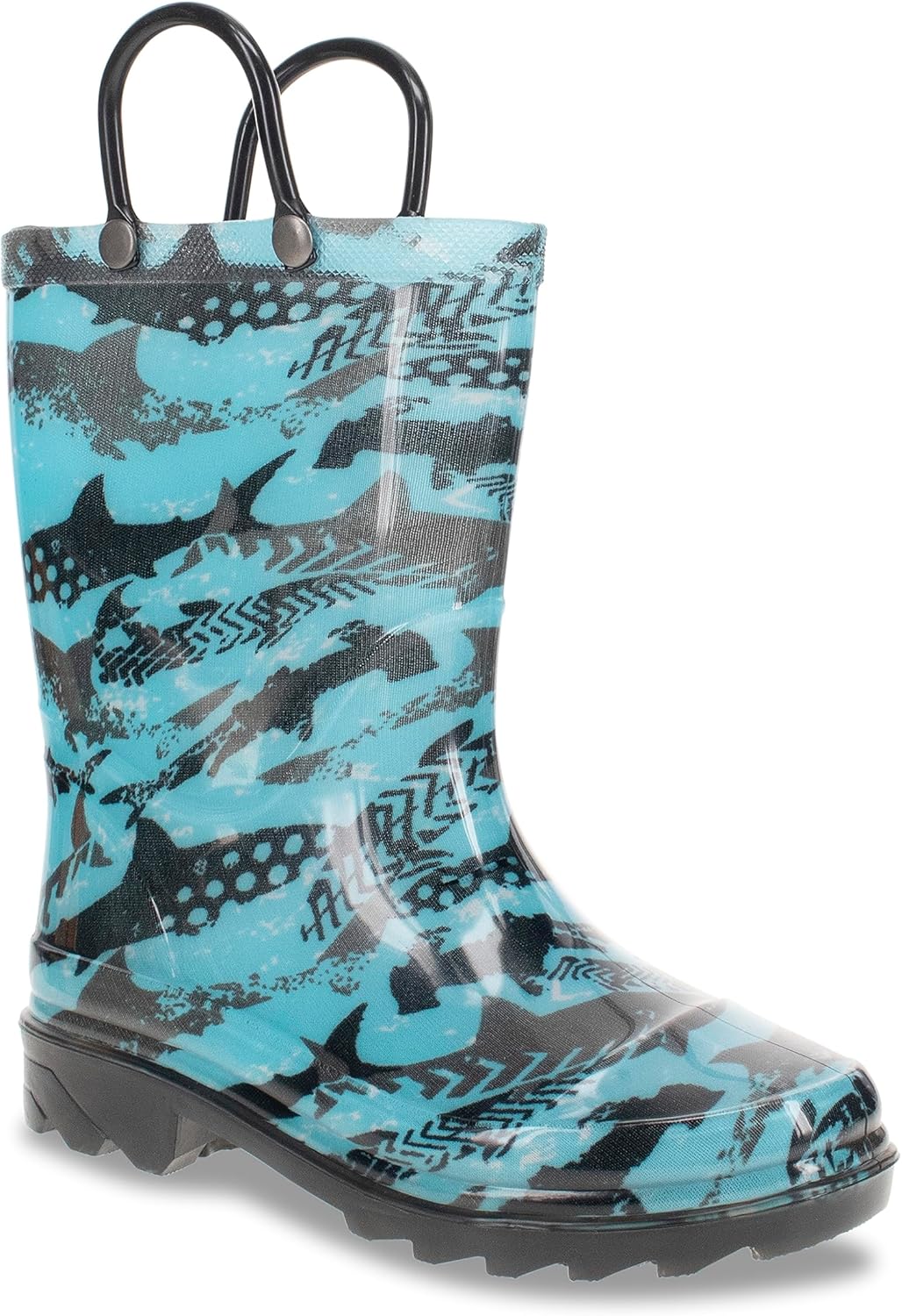 

Детские водонепроницаемые светящиеся резиновые сапоги Western Chief с ручками для удобного надевания и снятия для мальчиков и девочек, Grunge Shark