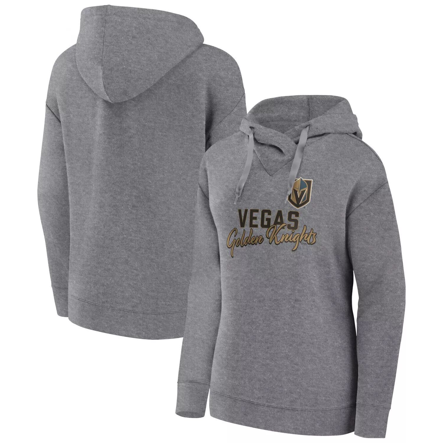 

Женский пуловер с капюшоном Fanatics с логотипом Heather Grey Vegas Golden Knights Script Favorite Fanatics