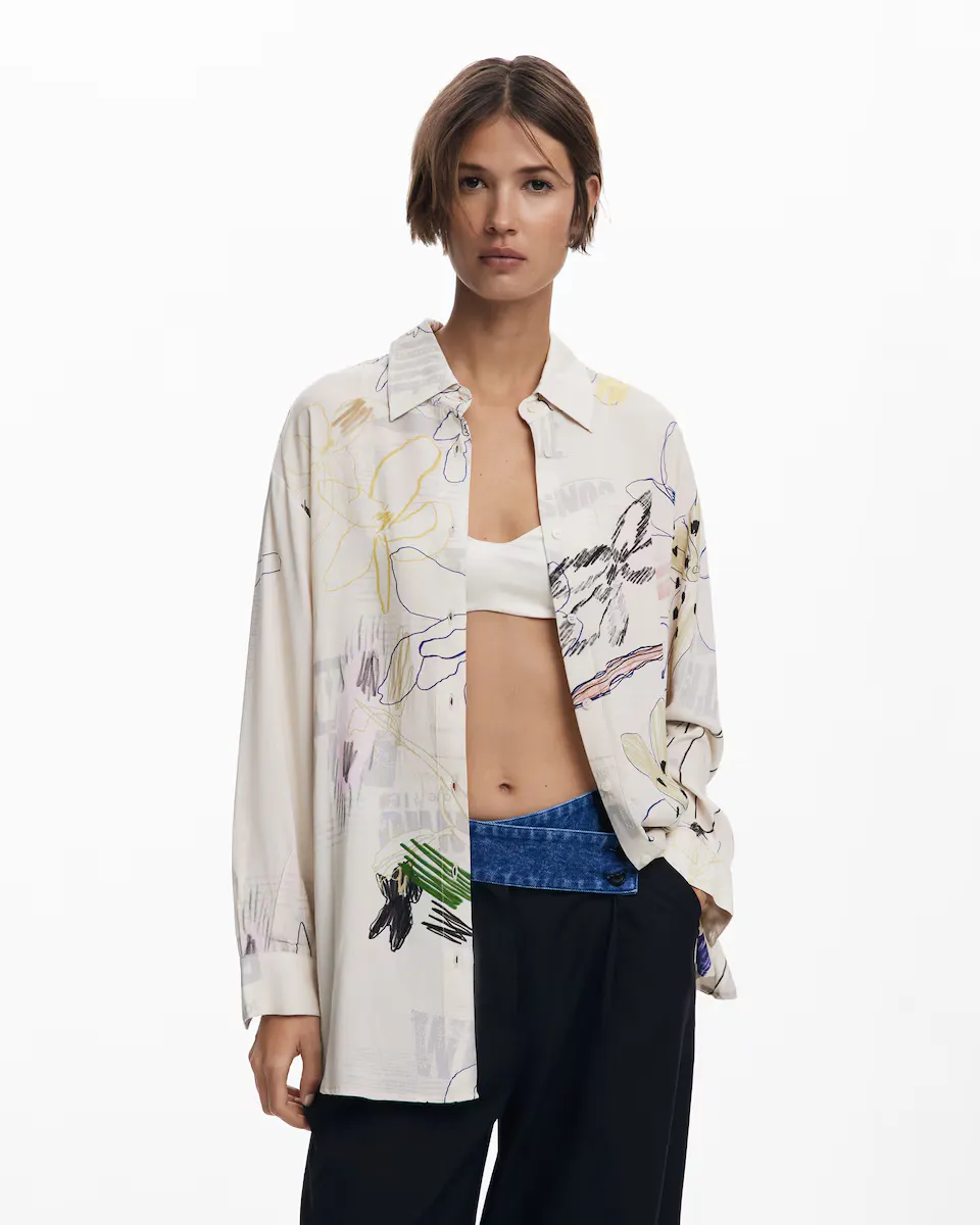 

Женская свободная рубашка в стиле коллаж Desigual, белый