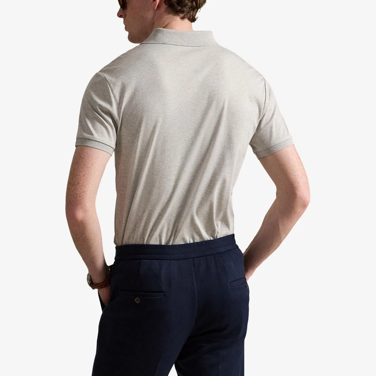 Хлопковая рубашка-поло с короткими рукавами и вышитым логотипом бренда Polo Ralph Lauren — фото 4