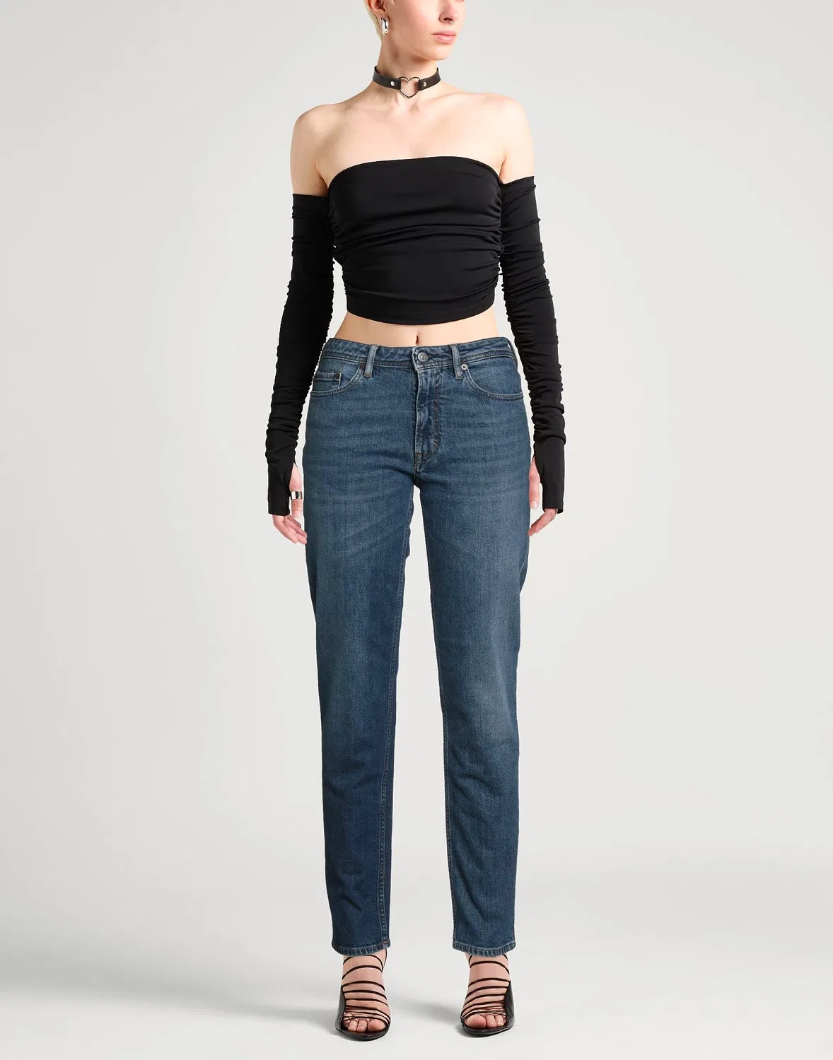 Женские зауженные джинсы из стрейч-денима Acne Studios, синий — фото 2
