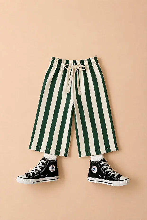 Детские брюки для девочек в полоску Bright days striped organic certified baby pants The Nest Kids, Green