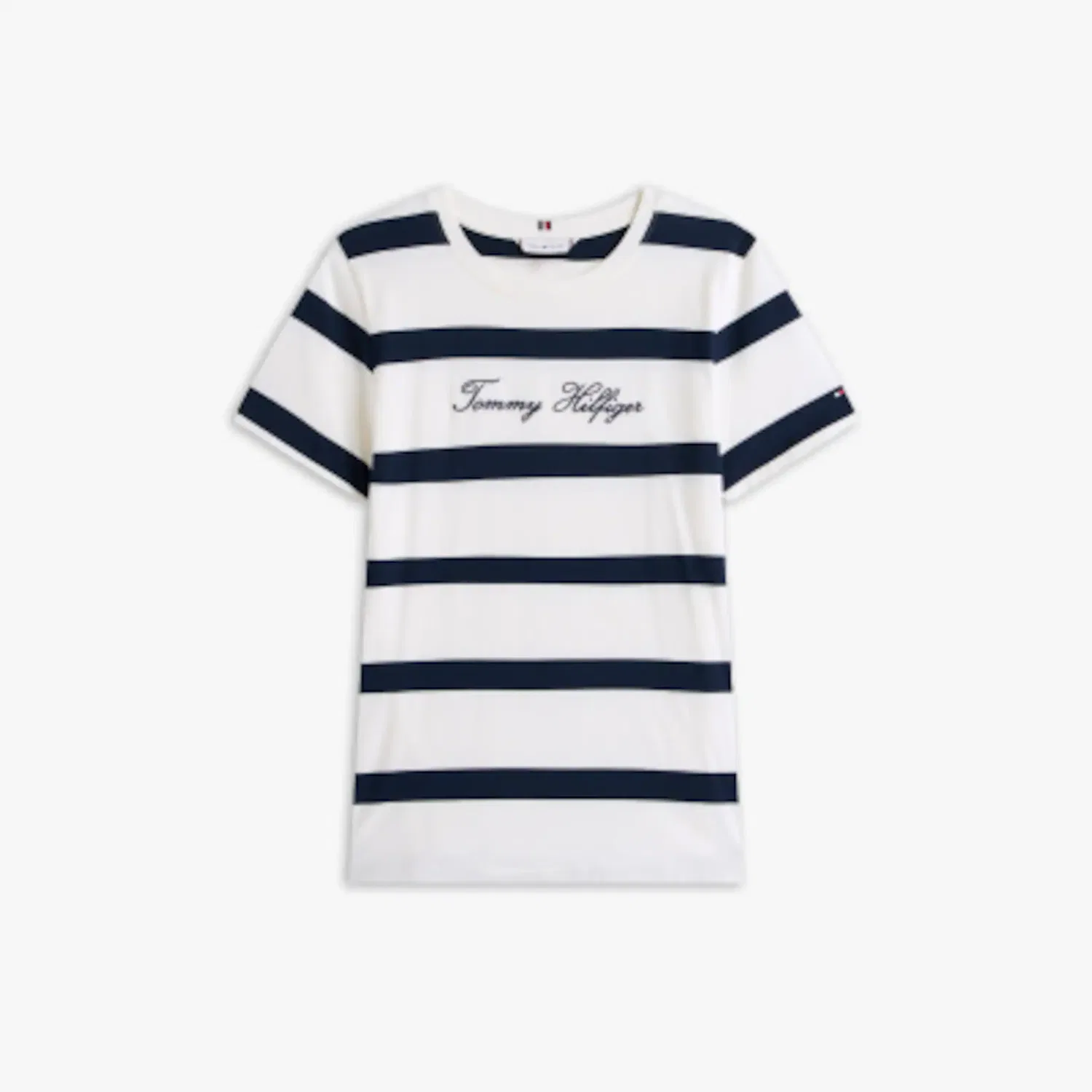Женская хлопковая футболка с логотипом Tommy Hilfiger, Ivory Silk/Dark Night — фото 4