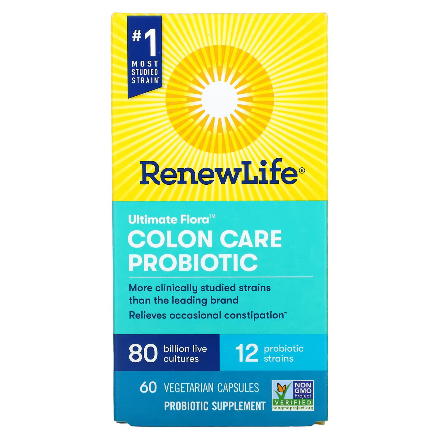 

Renew Life, Ultimate Flora Colon Care Probiotic, 80 млрд КОЕ, 60 вегетарианских капсул