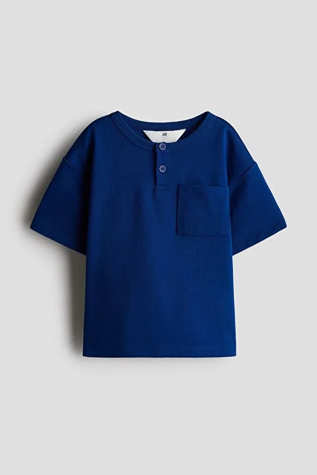 Детская футболка с коротким рукавом Terry fabric crew neck top H&M, Bright Blue