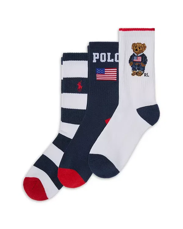 Детские носки для девочек с принтом Americana Bear Ralph Lauren, Whast