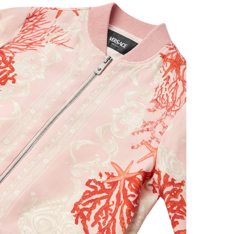 Куртка-бомбер с принтом Kids Barocco Sea Young Versace, Dusty Rose/Coral/Ivory — фото 3