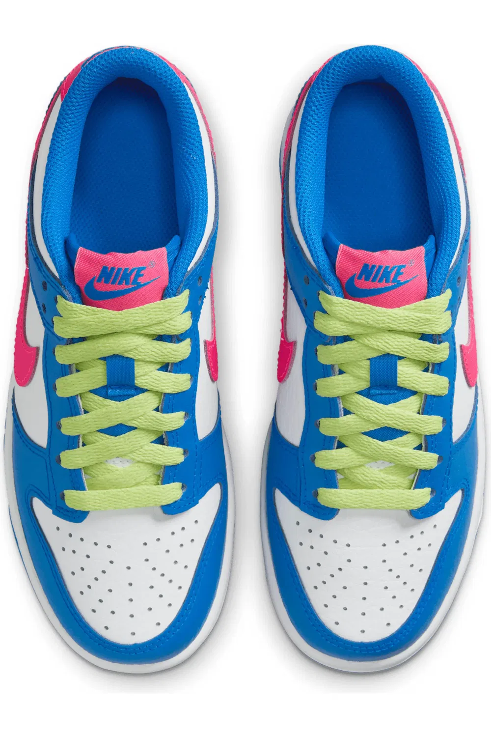 Детские кеды баскетбольные Dunk Low Nike, Blue/White/Light Lemon/Pink — фото 3