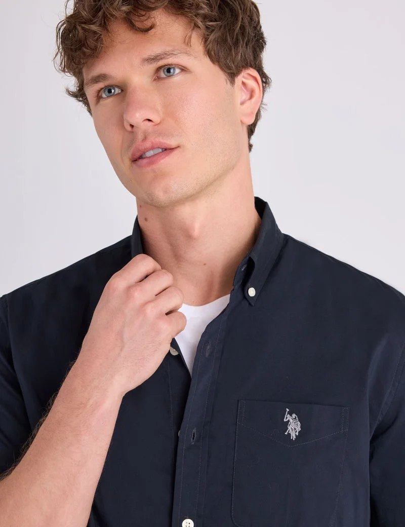 Мужская рубашка U.S. Polo Assn. Short Sleeve Stretch Poplin, черный — фото 4