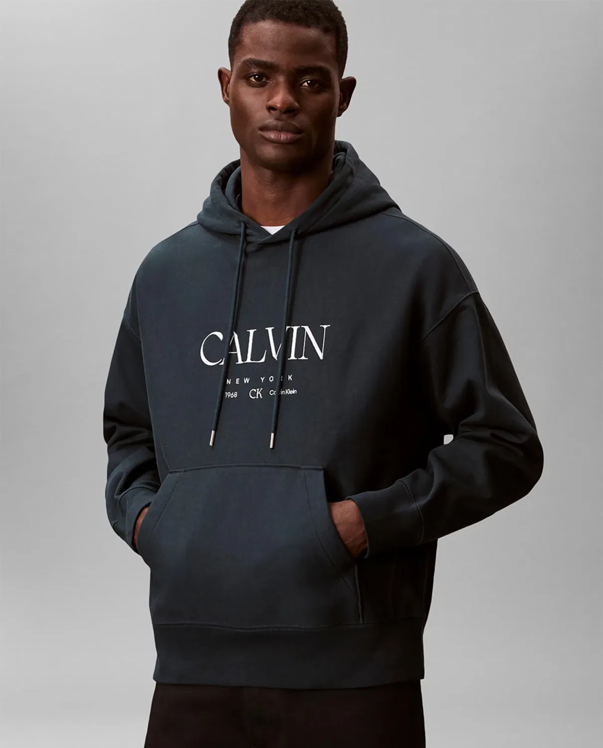 Мужская худи с капюшоном с вышивкой Calvin Klein, Azul Marino — фото 4