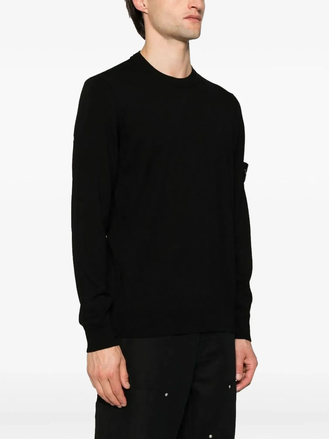 Свитер с круглым вырезом из RWS-шерсти Stone Island, черный — фото 2