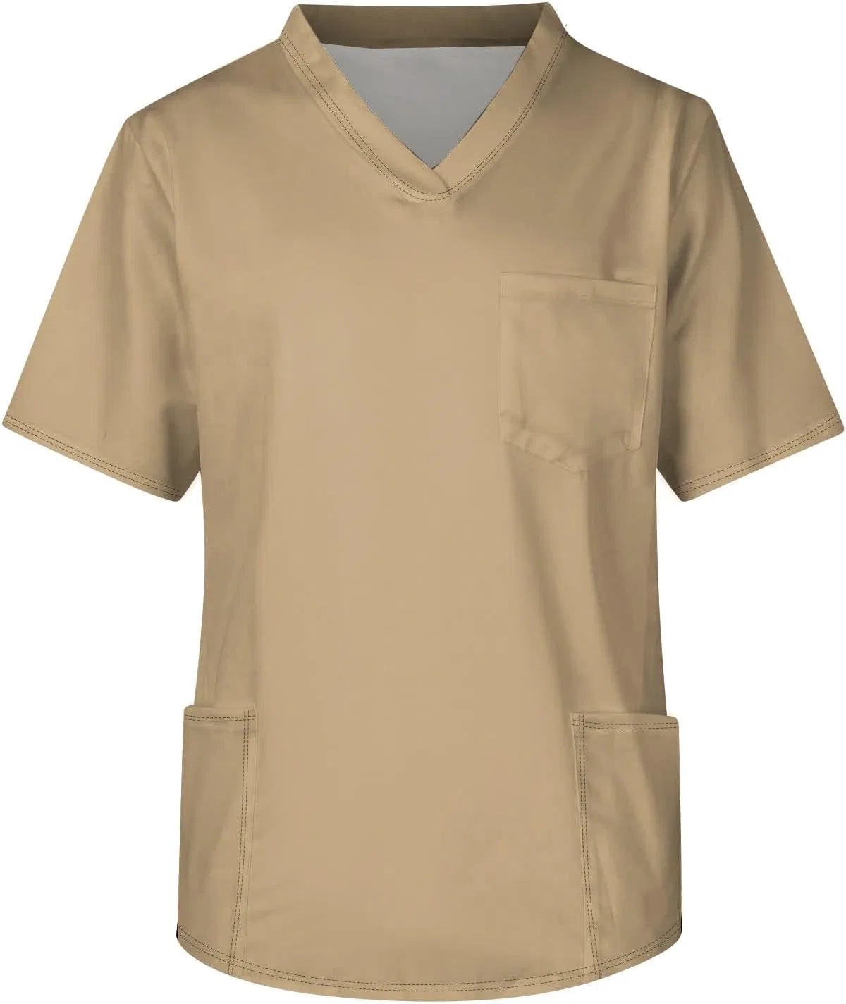 Мужская футболка с V-образным вырезом и карманом, Light Brown
