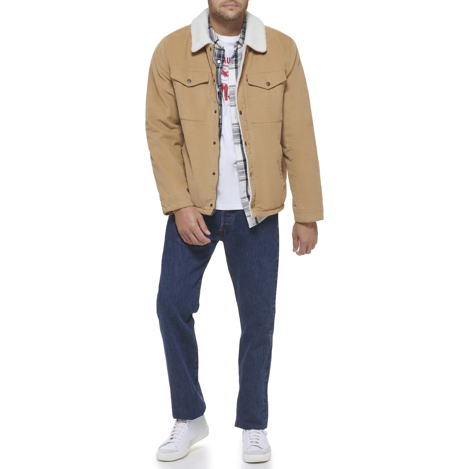 Мужская куртка-джинсовка с флисовой подкладкой Type 3 Levi's, 2-light brown — фото 2