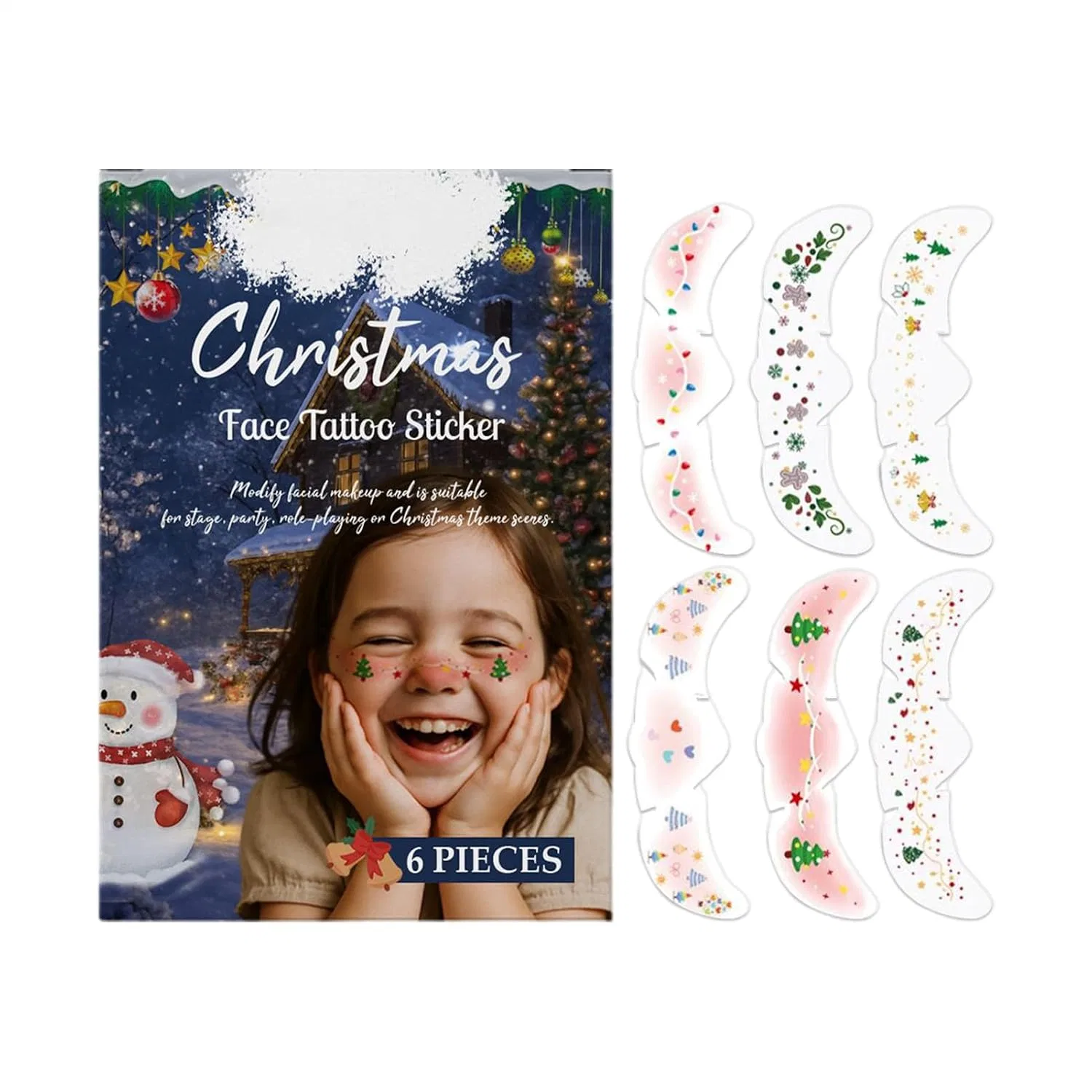 Наклейки для веснушек, Generisch, 6 шт, Christmas