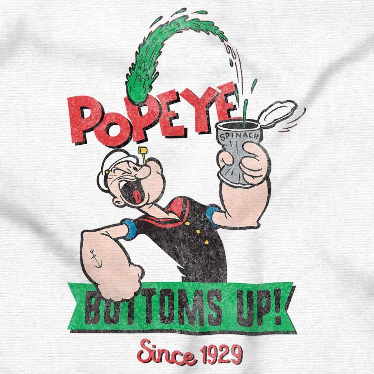 Детское боди с коротким рукавом Popeye Bottoms Up Since 1929 Brisco Brands, White — фото 2