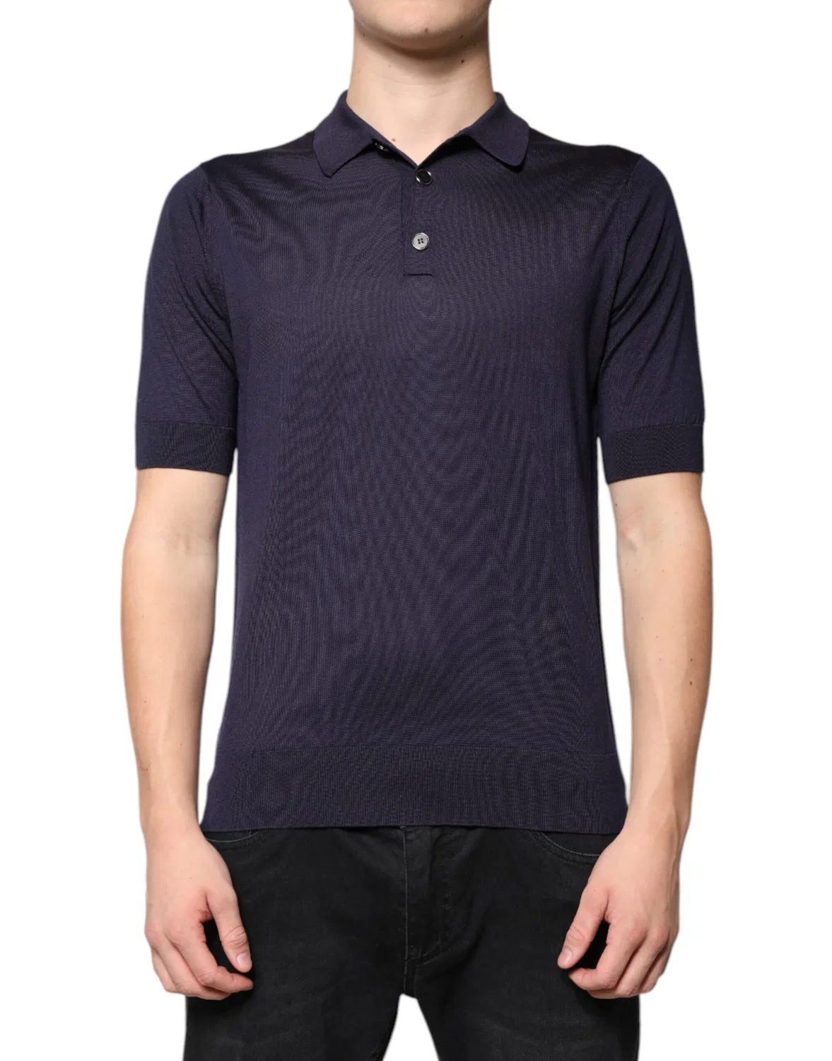 Мужское поло с коротким рукавом из шелка Blue Silk Collared Short Sleeves Dolce & Gabbana, Blue