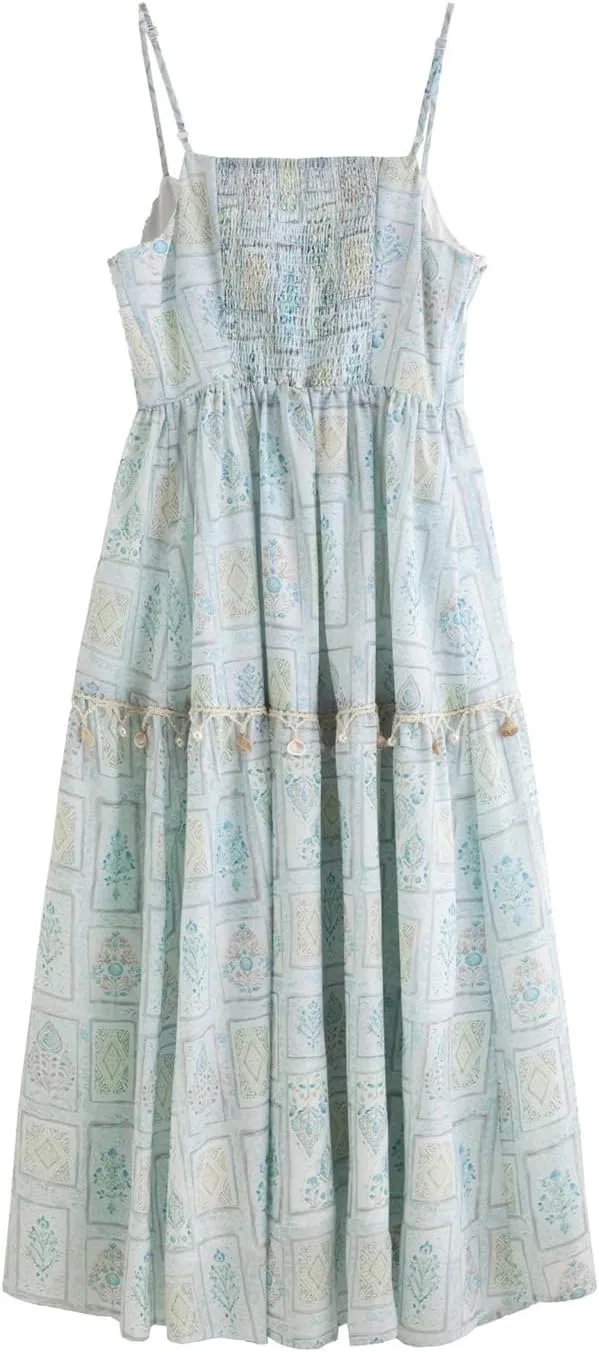 Женское повседневное платье миди с принтом Casual Boho, Blue — фото 2