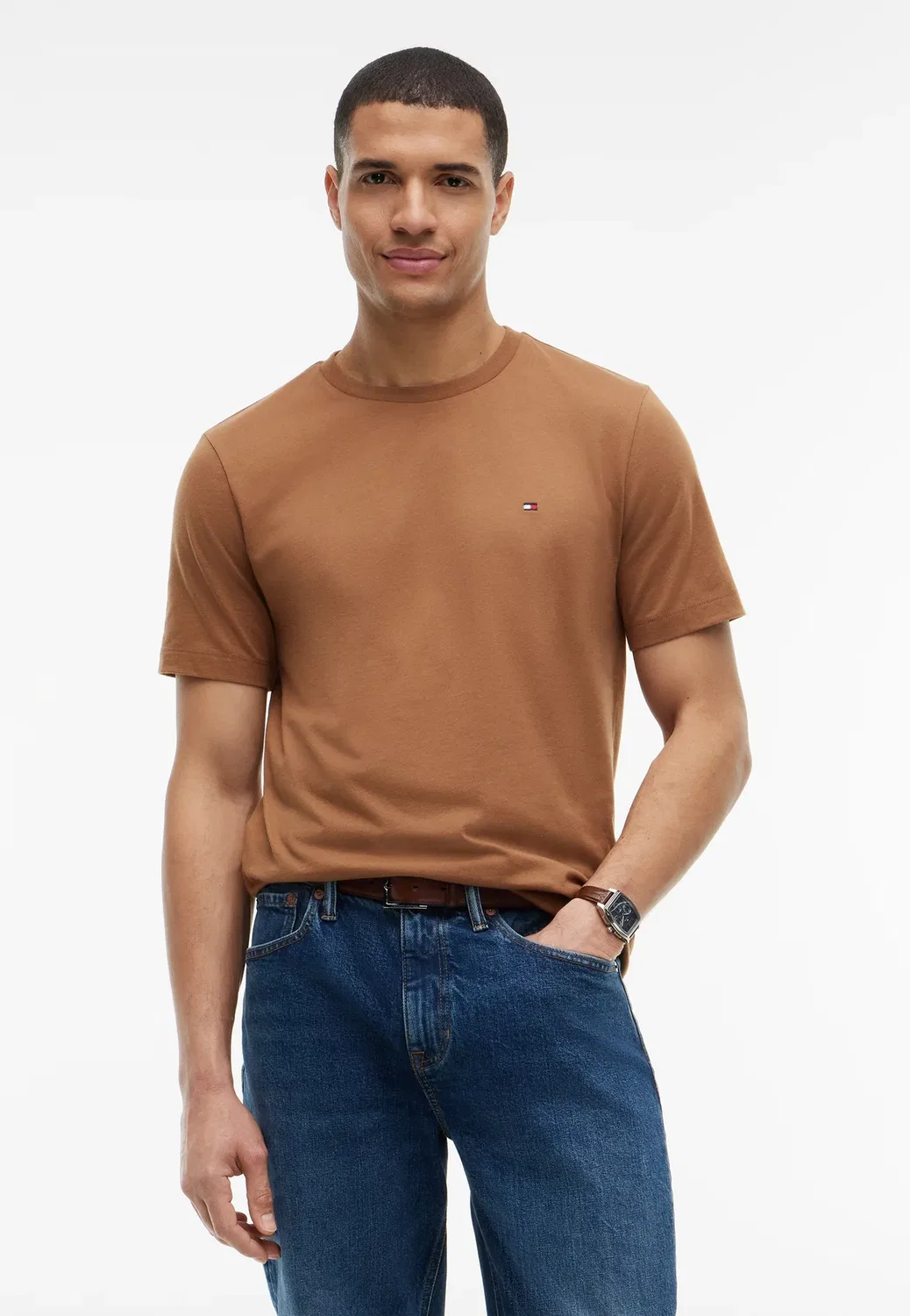 Сезонная базовая футболка из однотонной ткани Tommy Hilfiger, Timeless Tawny