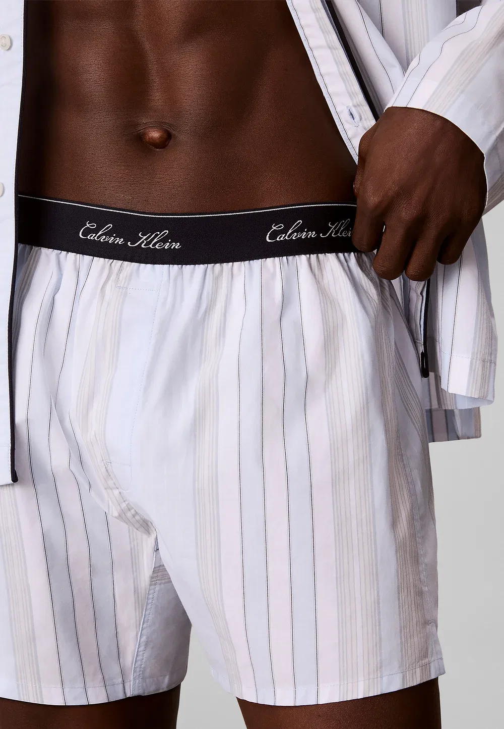 Пижамные штаны Calvin Klein, Crest Stripe Ice Castle — фото 4