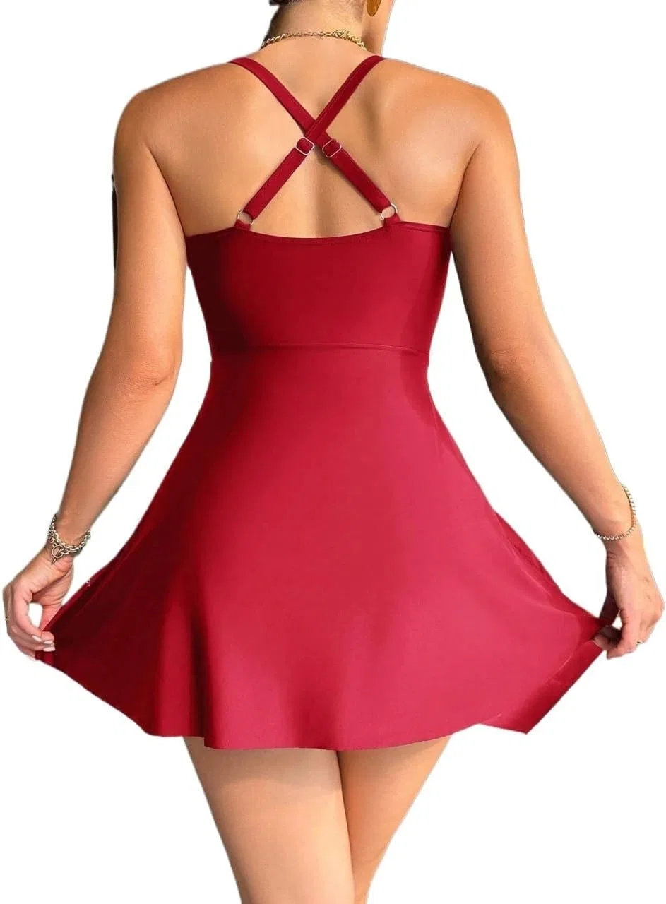 Женский слитный купальник с запахом Criss-Cross, Red