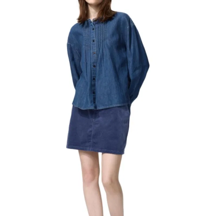 Женская рубашка с круглым вырезом Comptoir Des Cotonniers UNIQLO, Royal Blue — фото 4