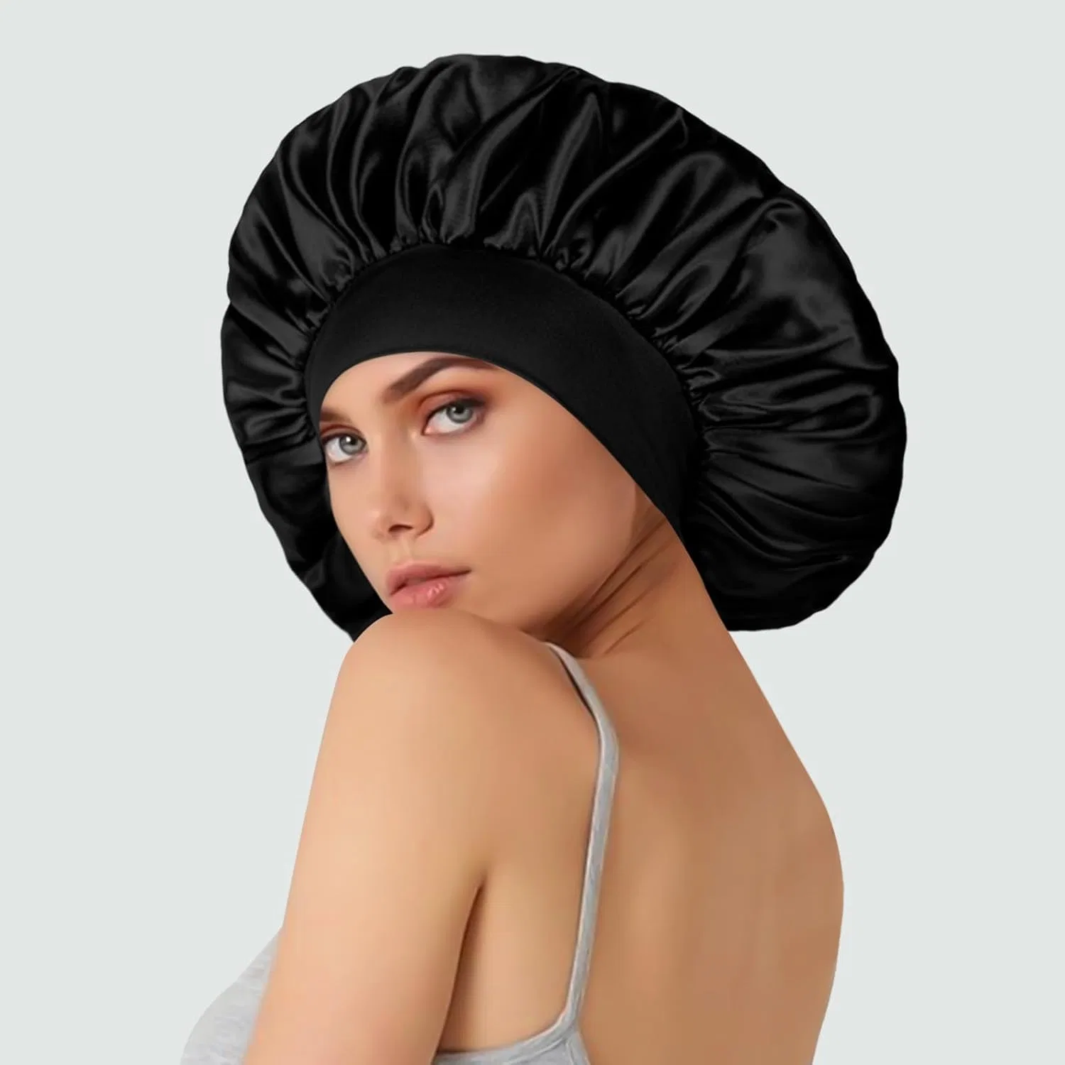 Шапочка для душа Satin, DUOMODRAGON, 2 шт, 17 дюймов, Black and Red — фото 3